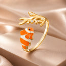 925 Sterling Silver Enamel Gold-Plated Ring for Women-2