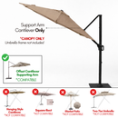 11 ft Cantilever Umbrella Replacement Canopy Supported Bar 8 Ribs Taupe-5