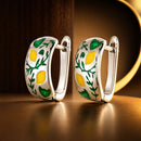925 Sterling Silver Earrings for Women - Enamel Process - Oxidized Silver - 1.4x0.6 cm-1