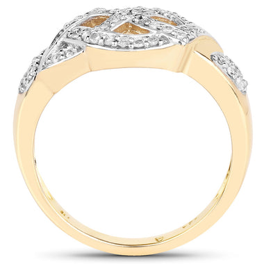 14K Yellow Gold Plated 0.21 Carat Genuine White Diamond .925 Sterling Silver Ring - 0