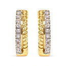 10K Yellow Gold 1/10 Cttw Diamond and Rope Twist Huggy Hoop Earrings (H-I Color, I1-I2 Clarity)-1