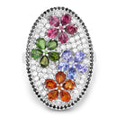5.01 Carat Genuine Multi Stones .925 Sterling Silver Ring-3