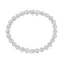 14K White Gold 3-3/4 Cttw Round-Brilliant Cut Diamond 7-1/4" Round Cluster Links Tennis Bracelet (I-J Color, SI2-I1 Clarity)-1