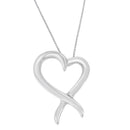.925 Sterling Silver Open Heart-Shaped Awareness Ribbon Pendant Necklace-2