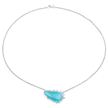 13.41 Carat Genuine Amazonite And White Topaz .925 Sterling Silver Pendant - 0