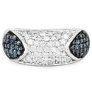0.94 Carat Genuine Blue Diamond and White Diamond .925 Sterling Silver Ring-3