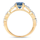 1.27 Carat Genuine Blue Sapphire and White Diamond 14K Yellow Gold Ring-5