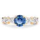 1.27 Carat Genuine Blue Sapphire and White Diamond 14K Yellow Gold Ring-6