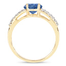 1.29 Carat Genuine Blue Sapphire and White Diamond 14K Yellow Gold Ring-5