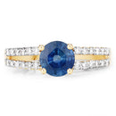 1.29 Carat Genuine Blue Sapphire and White Diamond 14K Yellow Gold Ring-6