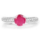 1.49 Carat Genuine Ruby and White Diamond 14K White Gold Ring (I Color, SI Clarity)-6