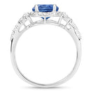 1.34 Carat Genuine Blue Sapphire and White Diamond 14K White Gold Ring-5