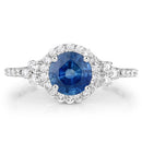 1.34 Carat Genuine Blue Sapphire and White Diamond 14K White Gold Ring-6