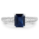 1.55 Carat Genuine Blue Sapphire and White Diamond 14K White Gold Ring (I Color, SI Clarity)-6