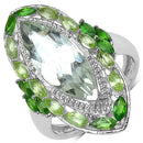 4.90 Carat Genuine Green Amethyst, Peridot and Chrome Diopside .925 Sterling Silver Ring-1