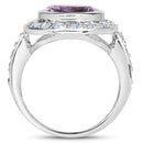 4.77 Carat Genuine Amethyst and Blue Topaz .925 Sterling Silver Ring-2