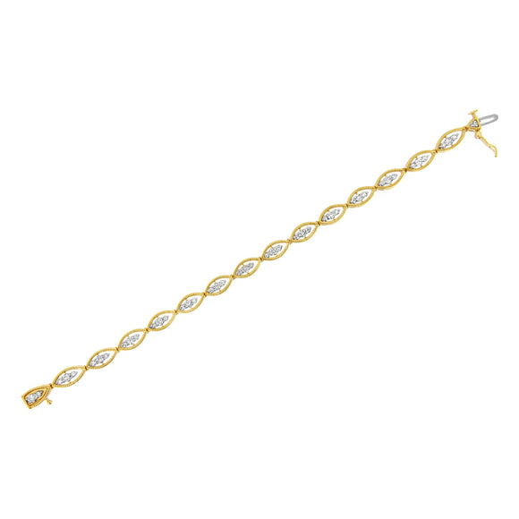 10K Yellow Gold Plated .925 Sterling Silver 1 cttw Prong Set Round-Cut Diamond Link Bracelet (J-K Color, I1-I2 Clarity) - 7.25"