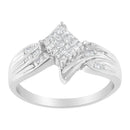 10K White Gold 1/3 Cttw Princess and Baguette Cut Diamond Bypass Style Cocktail Ring (I-J Color, I1-I2 Clarity) - Size 4-1