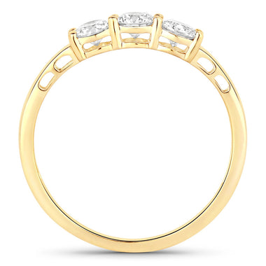 0.51 Carat Genuine Lab Grown Diamond 14K Yellow Gold Ring - 0