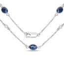 6.43 Carat Genuine Blue Sapphire and White Diamond .925 Sterling Silver Necklace-2