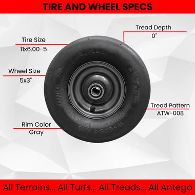 11x6.00-5 Tire Wheel Assy to Perfectly Replace Ariens/Gravely 07101105. Fits on Ikon XL Zero Turn (Set of Two).