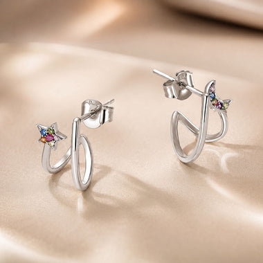 925 Sterling Silver Earrings with Pavé Setting CZ, 1.3*0.9cm, for Women - 0