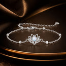 925 Sterling Silver White Gold Plated Bracelet with Synthetic Opal - Length 15+6cm for Women-1