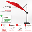 10ft Cantilever Supported Bar Umbrella 8 Rib Replacement Canopy Red-5