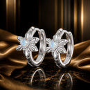 925 Sterling Silver Earrings with Transparent Glass and White Gold Plating-1