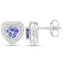 1.18 Carat Genuine Tanzanite & White Topaz .925 Sterling Silver Earrings-2