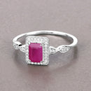 0.75 Carat Genuine Ruby and White Diamond 14K White Gold Ring-4