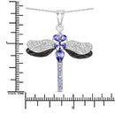 1.99 Carat Genuine Tanzanite and White Zircon .925 Sterling Silver Pendant-3