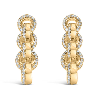 14K Yellow Gold Plated .925 Sterling Silver 1/2 Cttw Diamond Chain Link Drop Earrings (H-I Color, I1-I2 Clarity) - 0