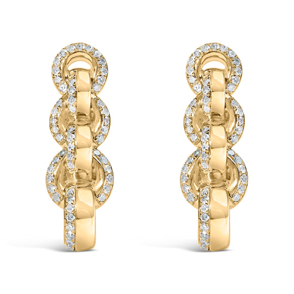 14K Yellow Gold Plated .925 Sterling Silver 1/2 Cttw Diamond Chain Link Drop Earrings (H-I Color, I1-I2 Clarity)