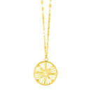 14k Yellow Gold Necklace with Compass Pendant-3