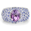 4.21 Carat Genuine Amethyst and Tanzanite .925 Sterling Silver Ring-4