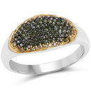 0.45 Carat Genuine Green Diamond and Yellow Diamond .925 Sterling Silver Ring-1