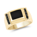 2.14 Carat Genuine Black Onyx and Black Diamond .925 Sterling Silver Ring-1