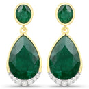 6.10 Carat Dyed Emerald and White Diamond .925 Sterling Silver Earrings-2