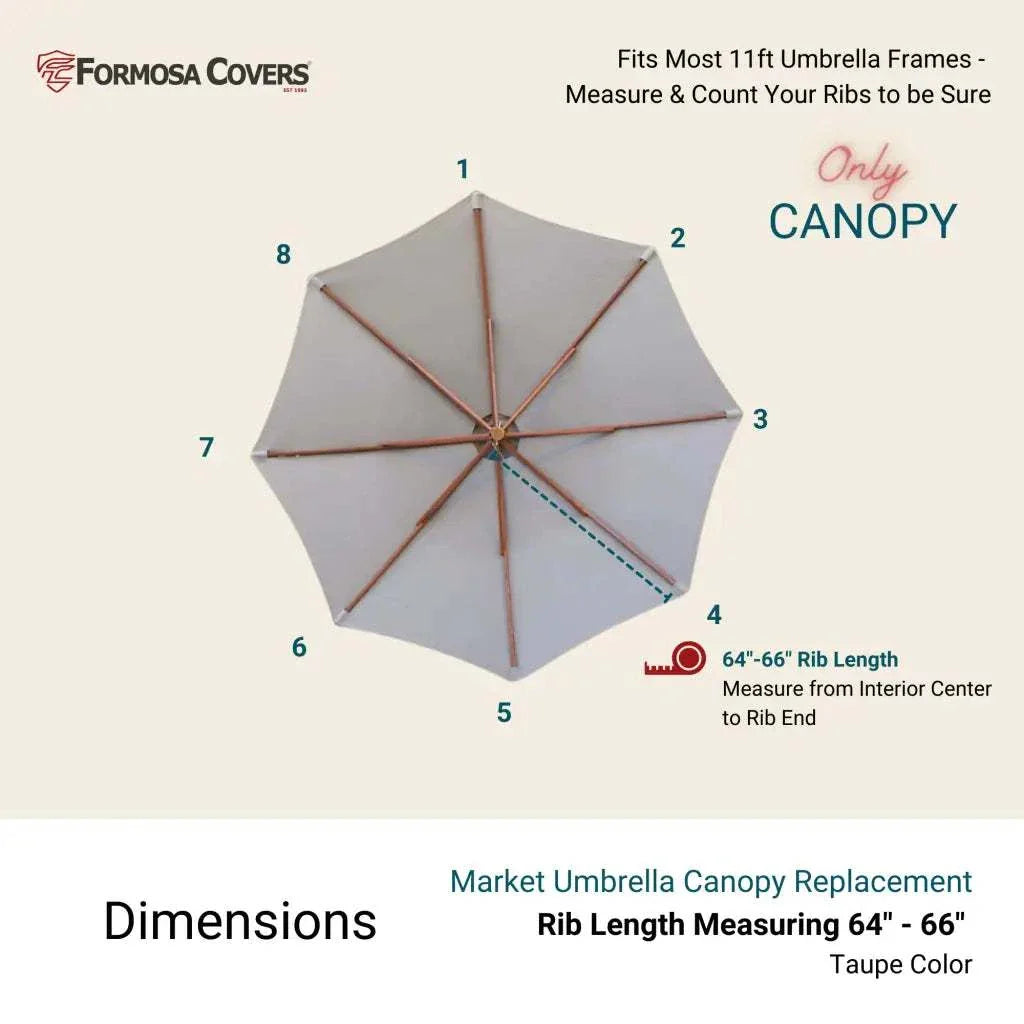 11ft Market Patio Umbrella 8 Rib Replacement Canopy Taupe