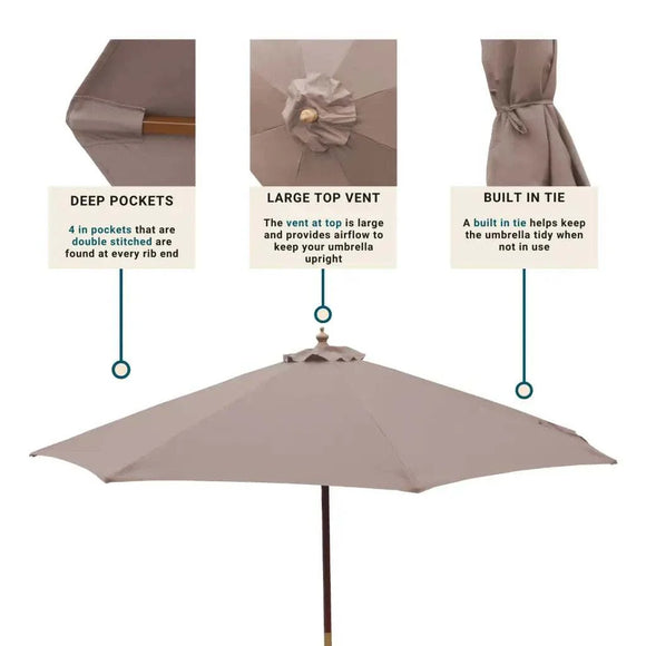 11ft Market Patio Umbrella 8 Rib Replacement Canopy Taupe