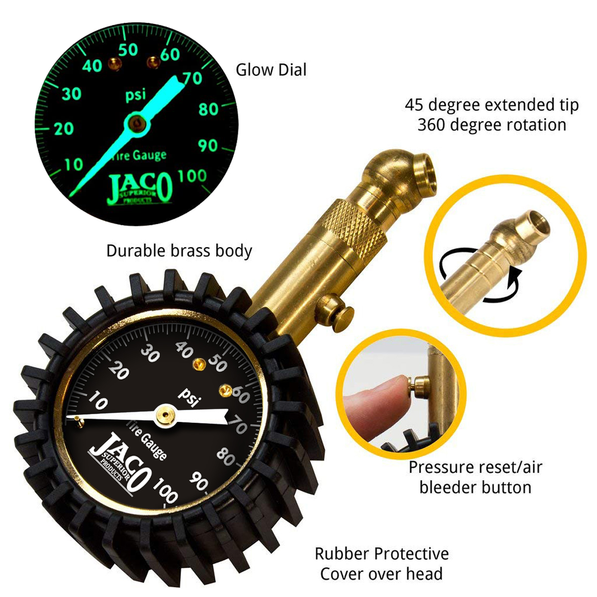 Elite® Tire Pressure Gauge - 100 PSI - 0