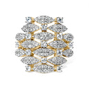 14K Yellow Gold 1.0 Cttw Diamond Geometric Stacked Open Cocktail Ring (I-J Color, I1-I2 Clarity) - Ring Size 7-1
