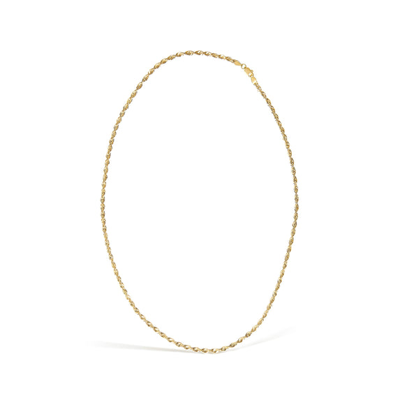 Men's Solid 10K Yellow Gold 3.2mm Light Rope Chain Necklace