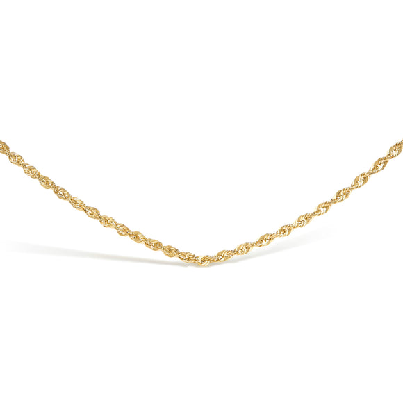 Men's Solid 10K Yellow Gold 3.2mm Light Rope Chain Necklace