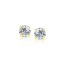 14k Yellow Gold Stud Earrings with White Hue Faceted Cubic Zirconia-4