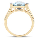 14K Yellow Gold Plated 3.62 Carat Genuine Blue Topaz & White Topaz .925 Sterling Silver Ring-2