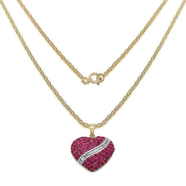 14K Yellow Gold Plated 4.67 Carat Genuine Ruby & White Topaz .925 Sterling Silver Pendant - 0