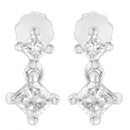 14K White Gold 3/4 cttw Double Diamond Princess-Cut Stud Earrings (I-J Clarity, I2-I3 Color)-2