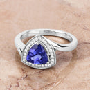 1.48 Carat Genuine Tanzanite and White Diamond 14K White Gold Ring-2
